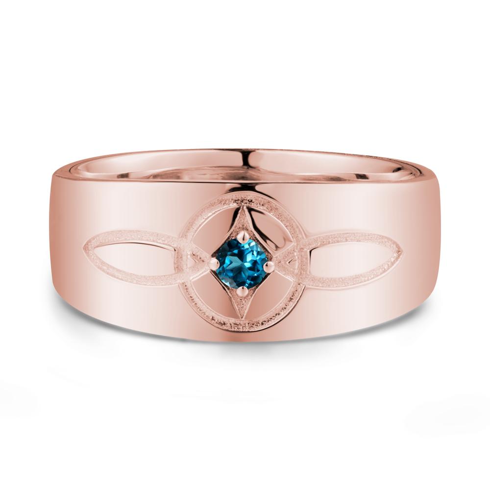 Man Simple Celtic Knot London Blue Topaz Ring - LUO Jewelry #metal_18k rose gold