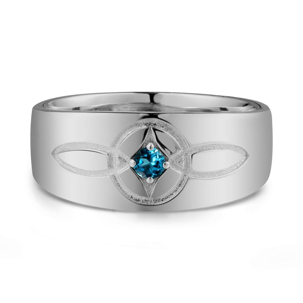 Man Simple Celtic Knot London Blue Topaz Ring - LUO Jewelry #metal_platinum