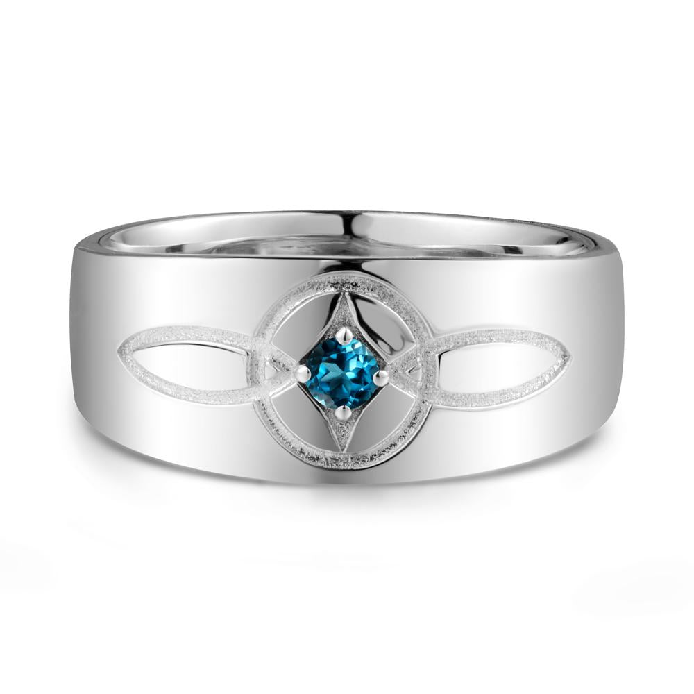 Man Simple Celtic Knot London Blue Topaz Ring - LUO Jewelry #metal_sterling silver