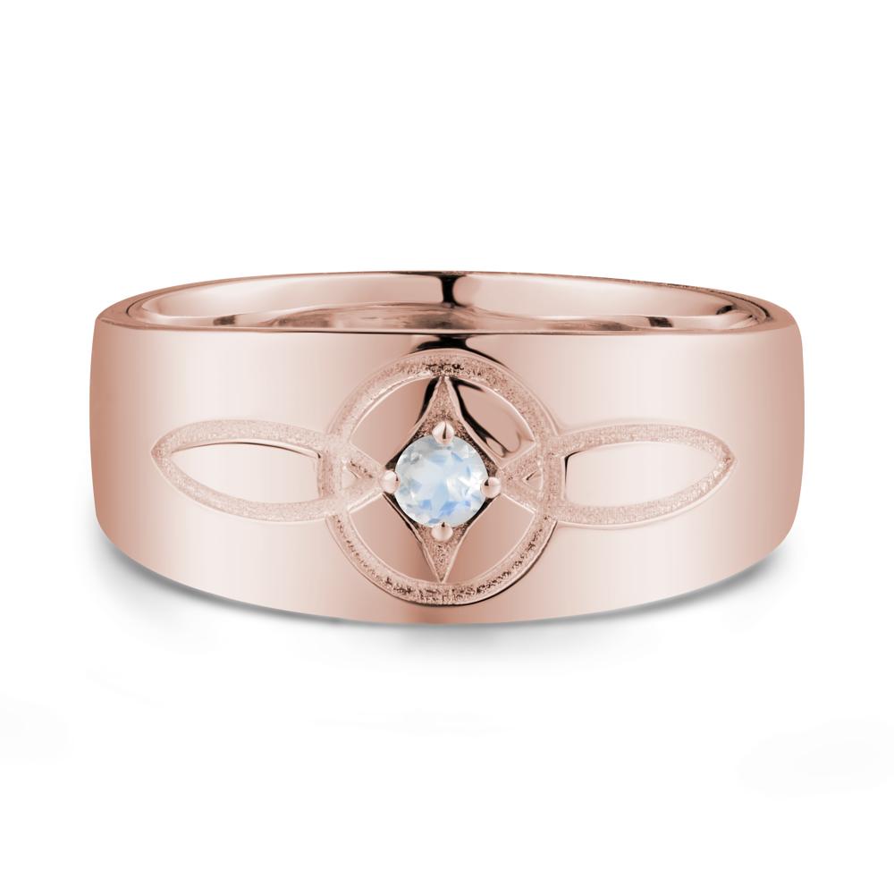 Wide Band Moonstone Ring with Celtic Knot - LUO Jewelry #metal_14k rose gold