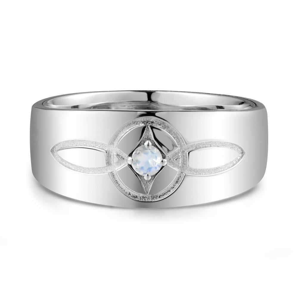 Wide Band Moonstone Ring with Celtic Knot - LUO Jewelry #metal_18k white gold