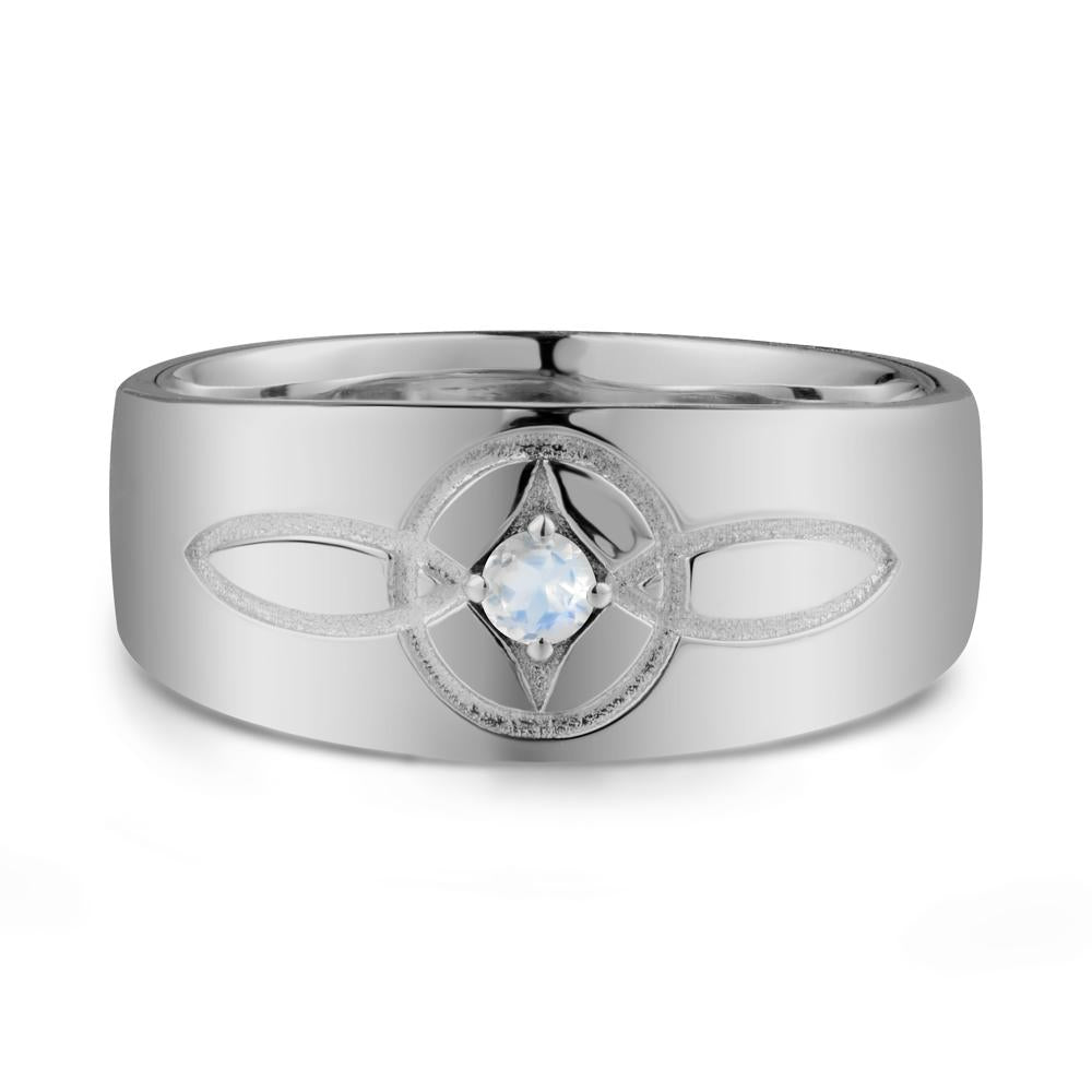 Wide Band Moonstone Ring with Celtic Knot - LUO Jewelry #metal_platinum