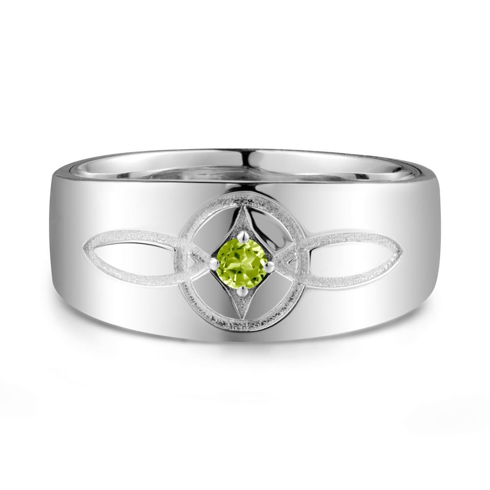Man Simple Celtic Knot Peridot Ring - LUO Jewelry #metal_14k white gold