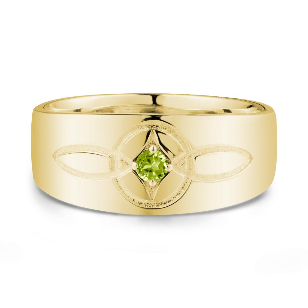 Man Simple Celtic Knot Peridot Ring - LUO Jewelry #metal_18k yellow gold