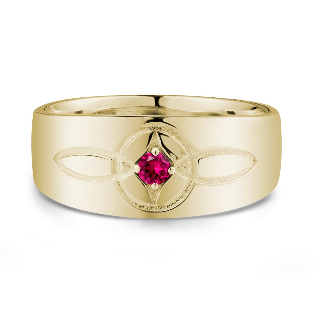 Celtic Knot Ruby Man Ring - LUO Jewelry #metal_14k yellow gold