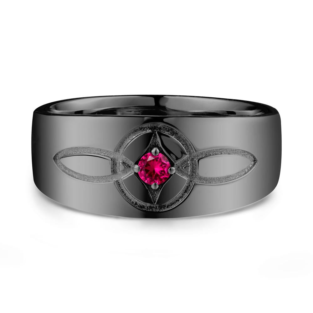 Celtic Knot Ruby Man Ring - LUO Jewelry #metal_black finish sterling silver