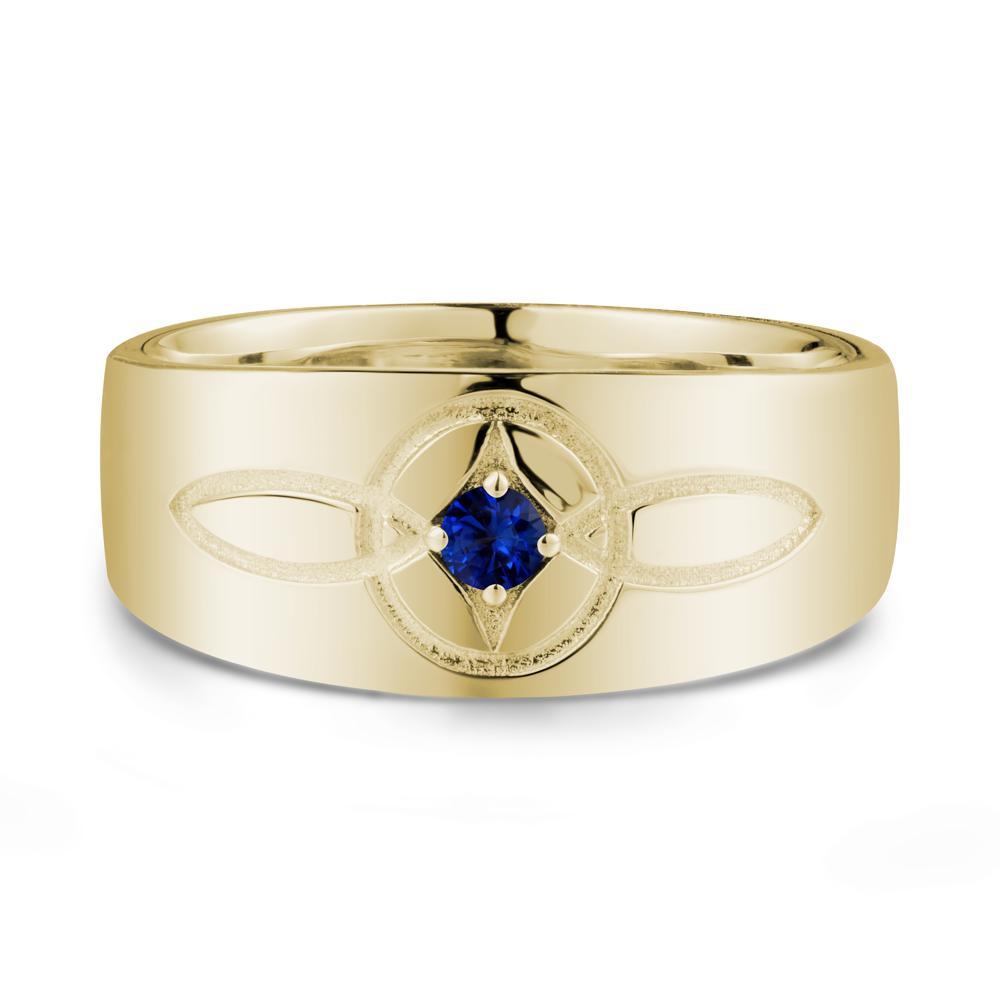 Wide Band Sapphire Ring with Celtic Knot - LUO Jewelry #metal_14k yellow gold