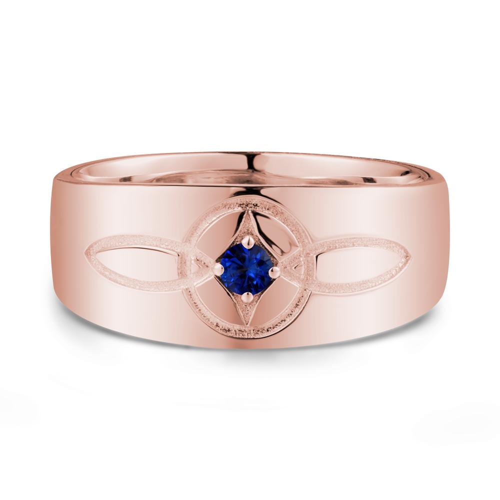 Wide Band Sapphire Ring with Celtic Knot - LUO Jewelry #metal_18k rose gold