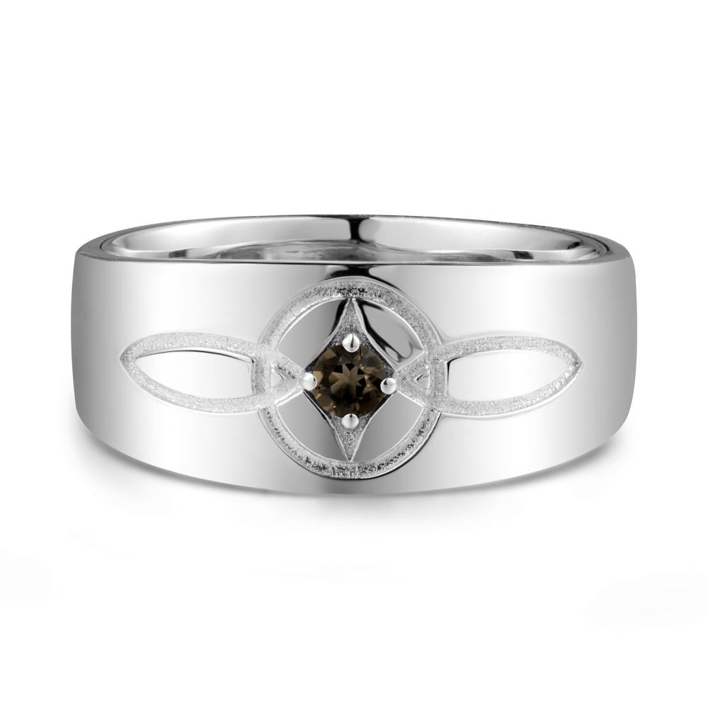 Man Simple Celtic Knot Smoky Quartz Ring - LUO Jewelry #metal_14k white gold