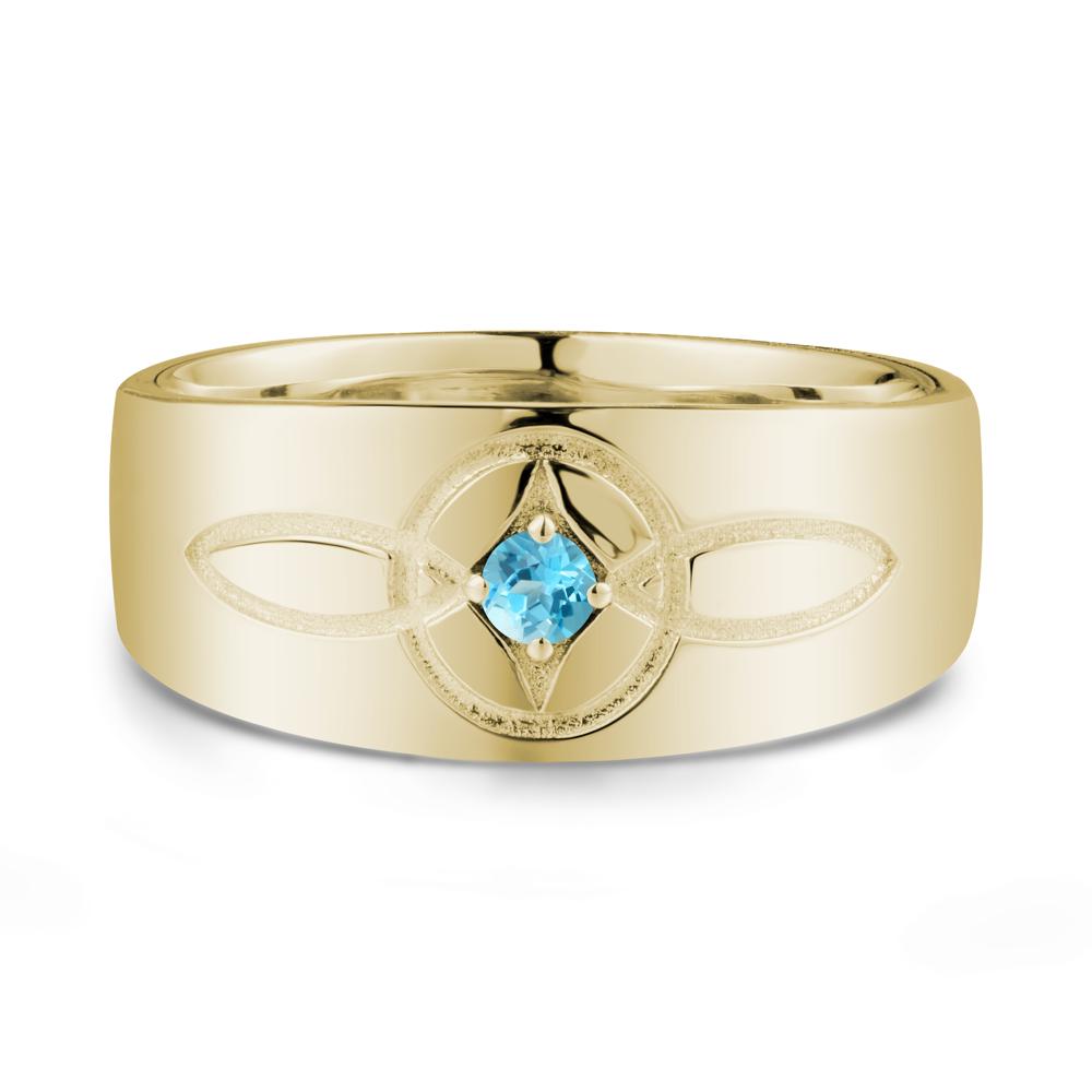 Celtic Knot Swiss Blue Topaz Man Ring - LUO Jewelry #metal_14k yellow gold