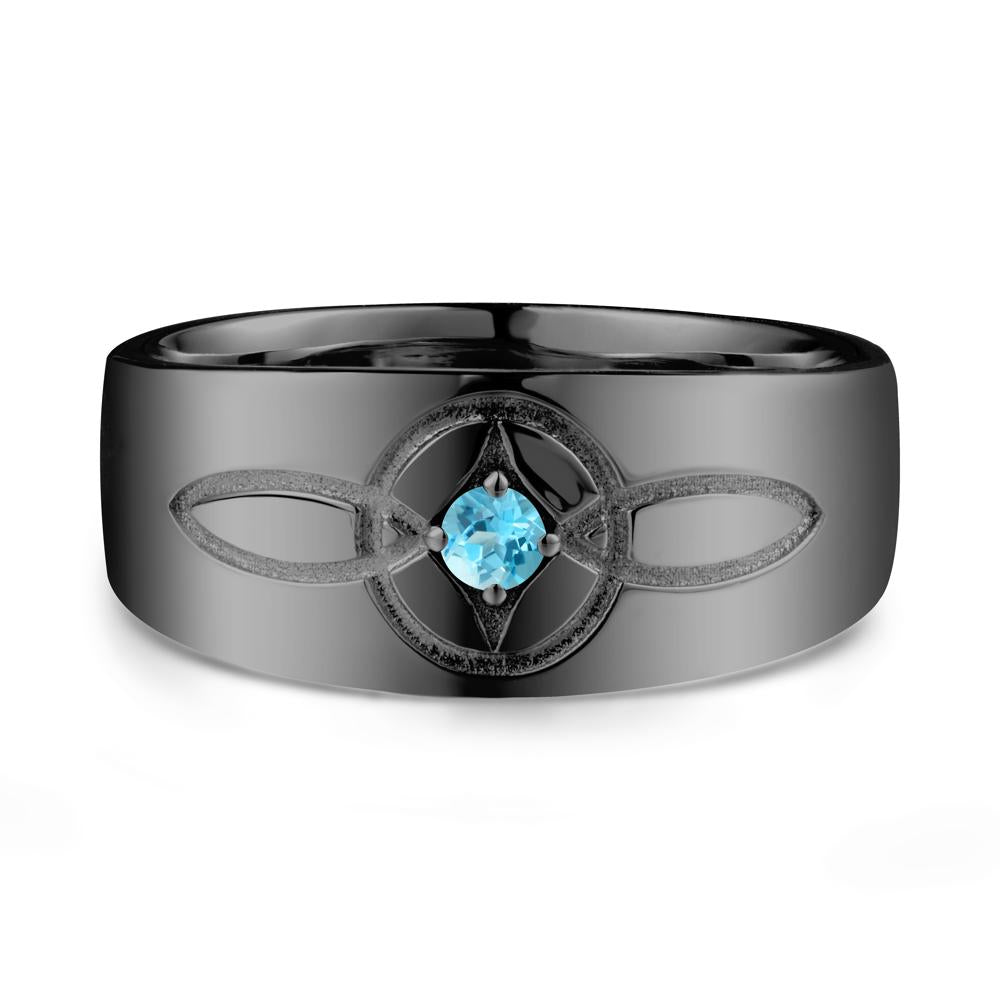 Celtic Knot Swiss Blue Topaz Man Ring - LUO Jewelry #metal_black finish sterling silver