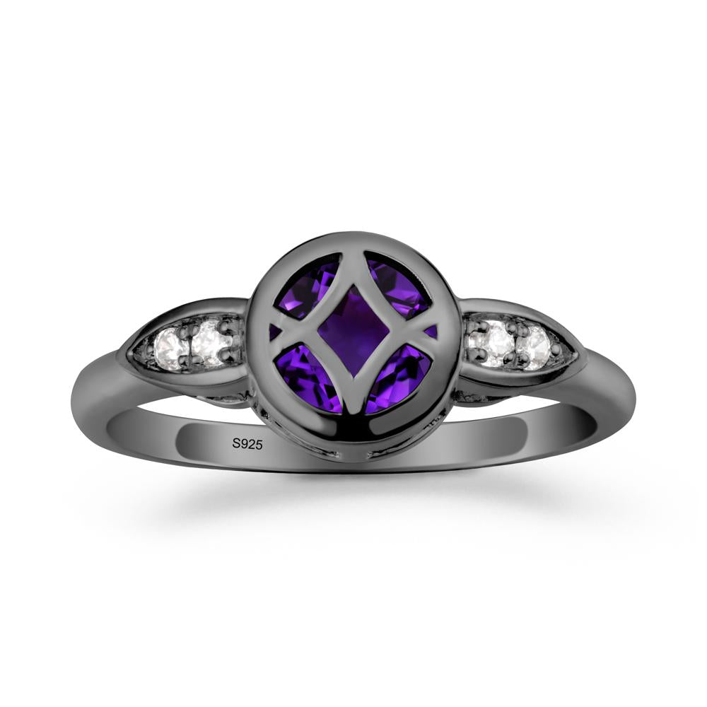 Amethyst Celtic Knot Ring - LUO Jewelry #metal_black finish sterling silver
