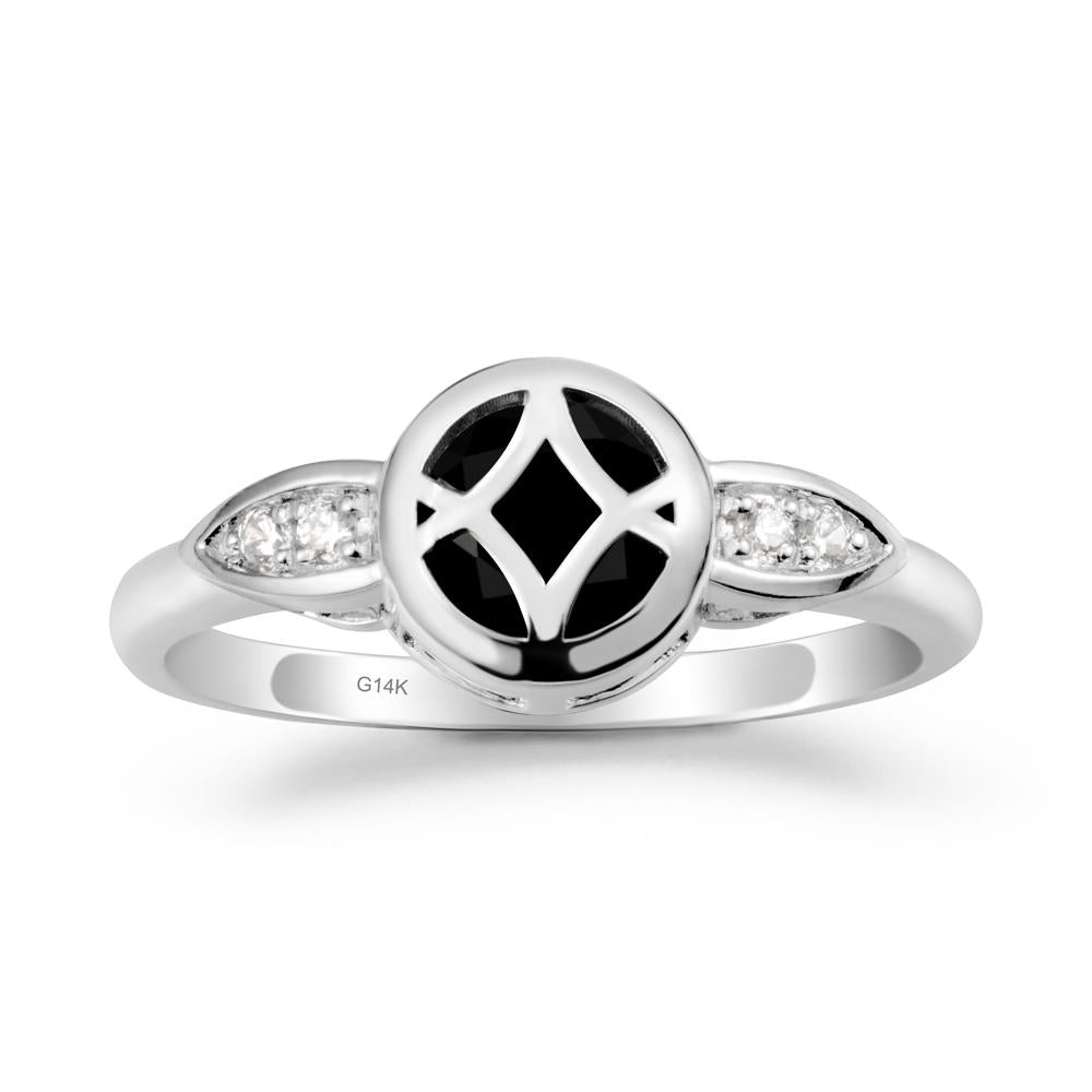 Celtic Knot Black Spinel Ring for Women - LUO Jewelry #metal_14k white gold