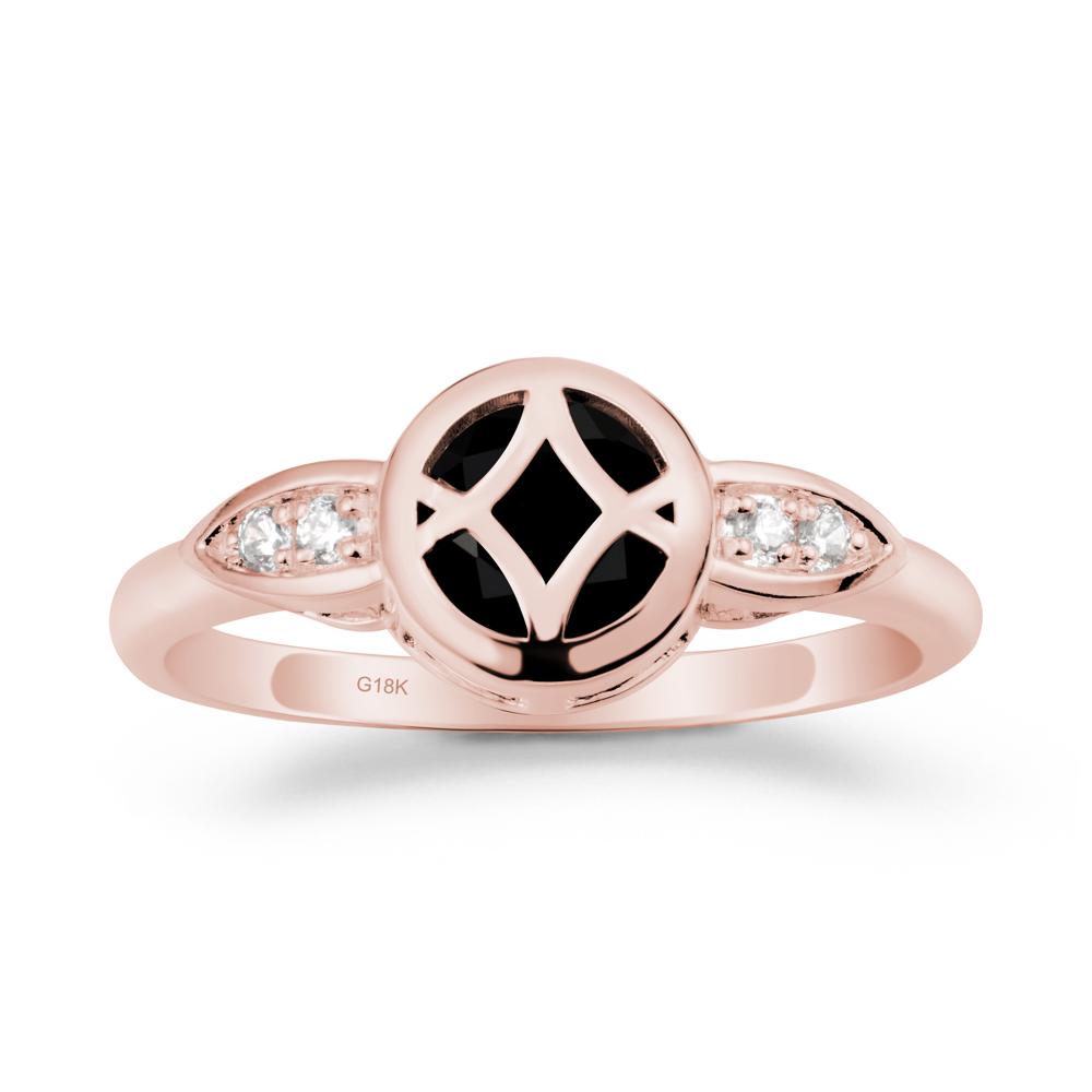 Celtic Knot Black Spinel Ring for Women - LUO Jewelry #metal_18k rose gold