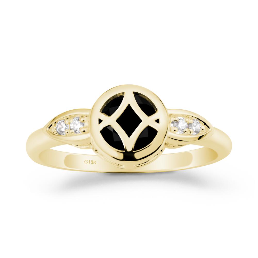 Celtic Knot Black Spinel Ring for Women - LUO Jewelry #metal_18k yellow gold