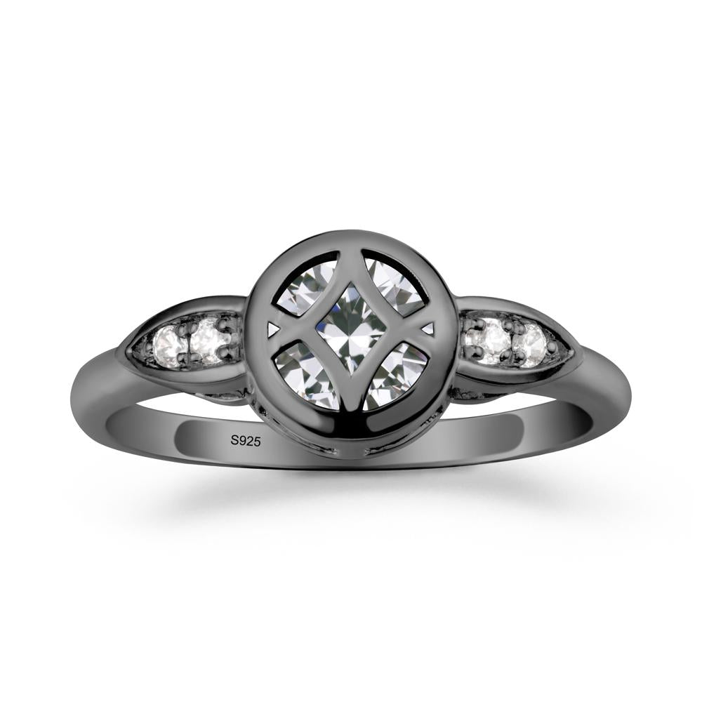 Celtic Knot Cubic Zirconia Engagement Ring - LUO Jewelry #metal_black finish sterling silver