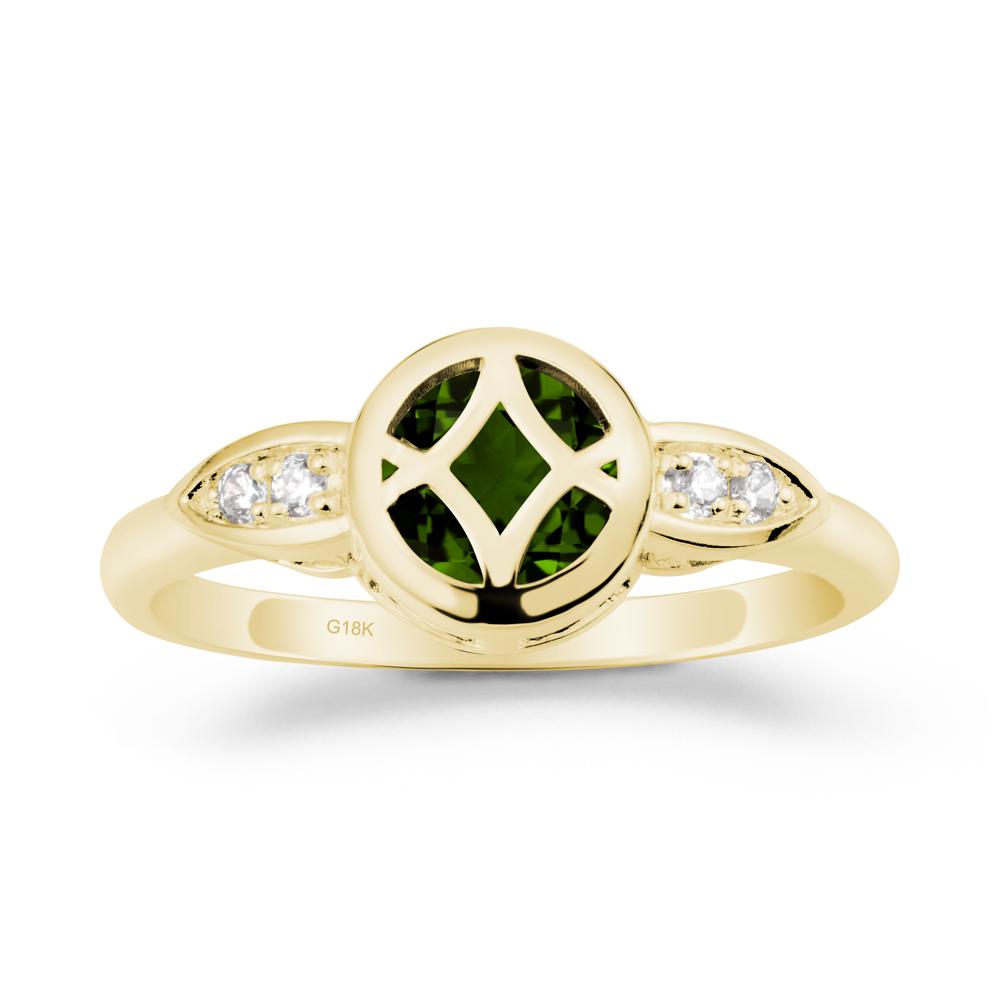 Celtic Knot Diopside Ring for Women - LUO Jewelry #metal_18k yellow gold