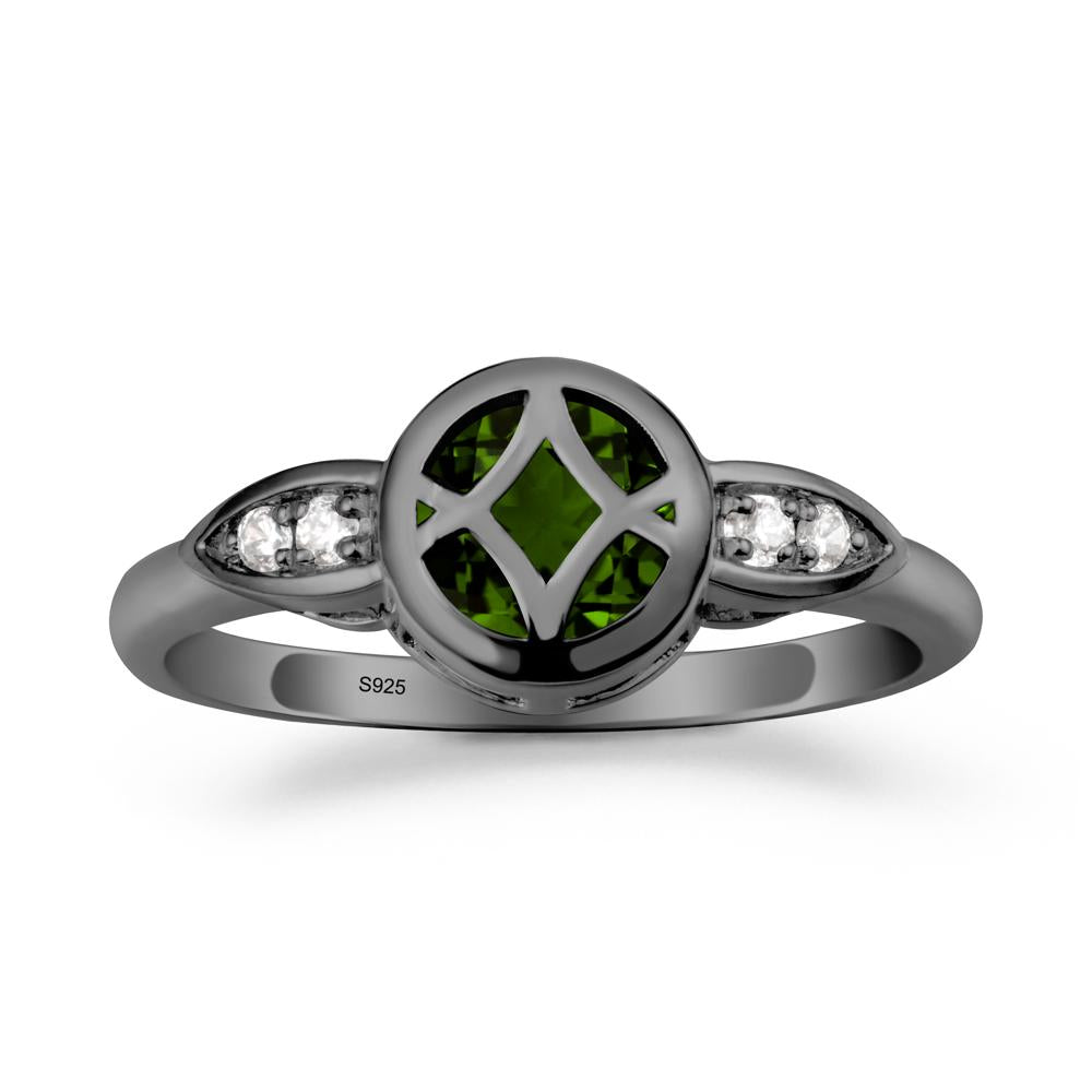 Celtic Knot Diopside Ring for Women - LUO Jewelry #metal_black finish sterling silver