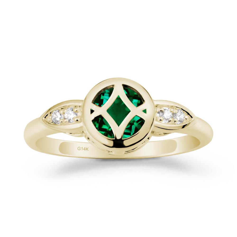 Emerald Celtic Knot Ring - LUO Jewelry #metal_14k yellow gold