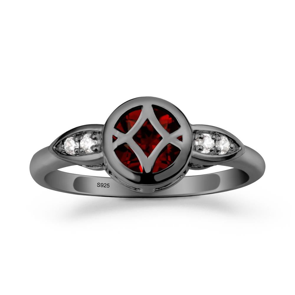 Celtic Knot Garnet Engagement Ring - LUO Jewelry #metal_black finish sterling silver