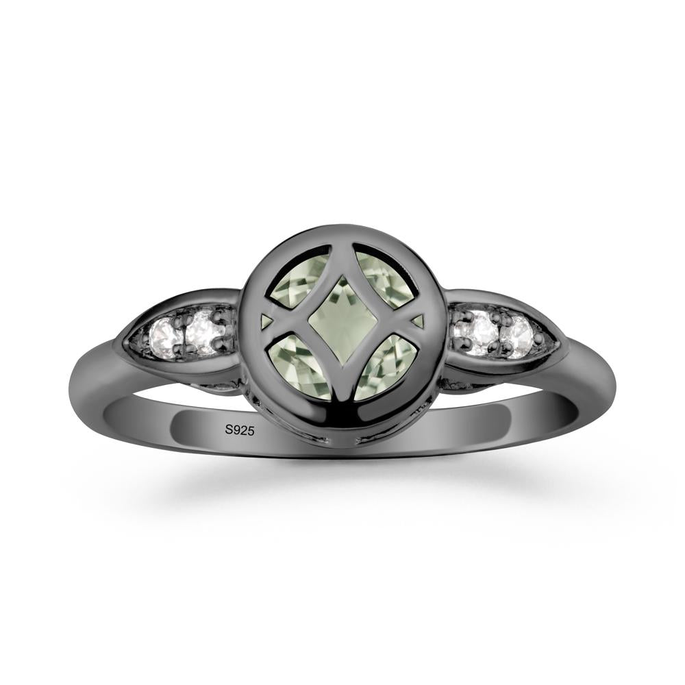 Celtic Knot Green Amethyst Ring for Women - LUO Jewelry #metal_black finish sterling silver