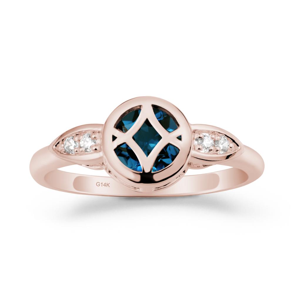 Celtic Knot London Blue Topaz Ring for Women - LUO Jewelry #metal_14k rose gold