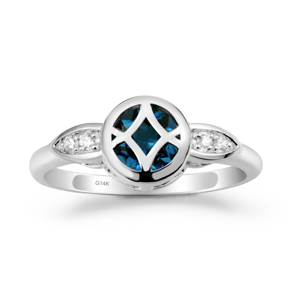 Celtic Knot London Blue Topaz Ring for Women - LUO Jewelry #metal_14k white gold