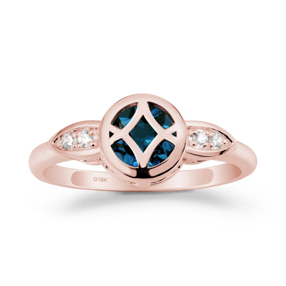 Celtic Knot London Blue Topaz Ring for Women - LUO Jewelry #metal_18k rose gold