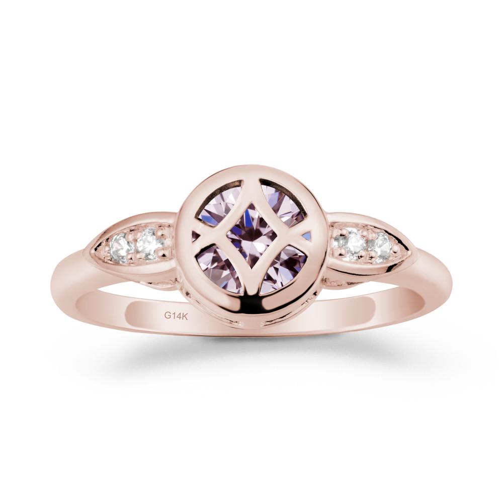 Pink Cubic Zirconia Celtic Knot Ring - LUO Jewelry #metal_14k rose gold