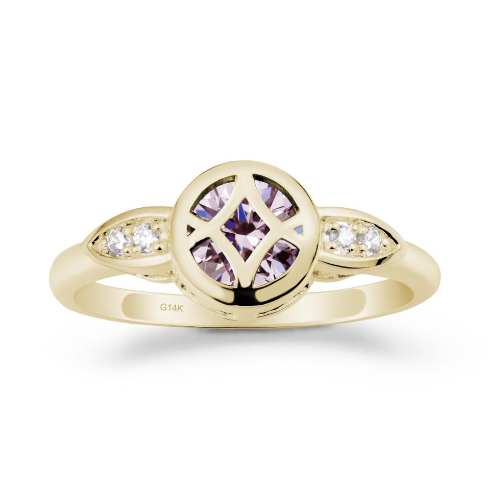 Pink Cubic Zirconia Celtic Knot Ring - LUO Jewelry #metal_14k yellow gold