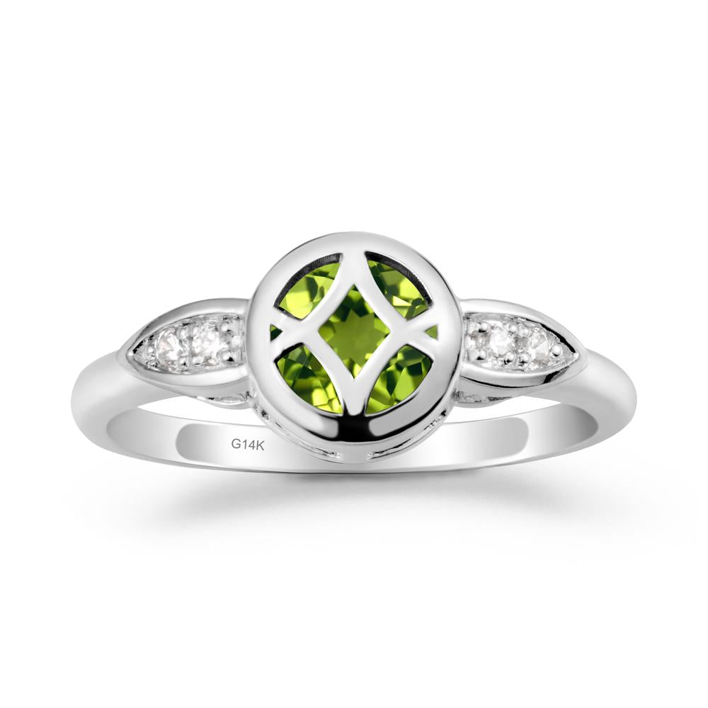 Celtic Knot Peridot Engagement Ring - LUO Jewelry #metal_14k white gold