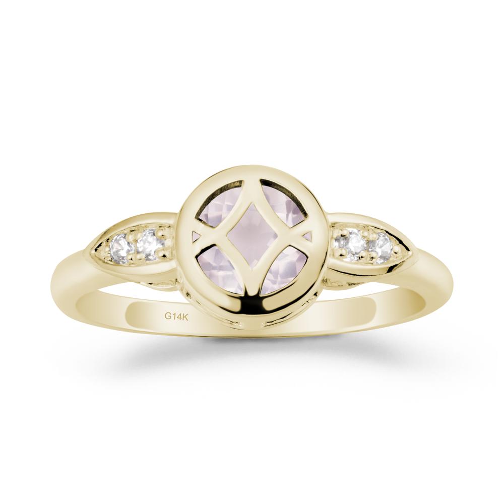 Celtic Knot Rose Quartz Ring for Women - LUO Jewelry #metal_14k yellow gold