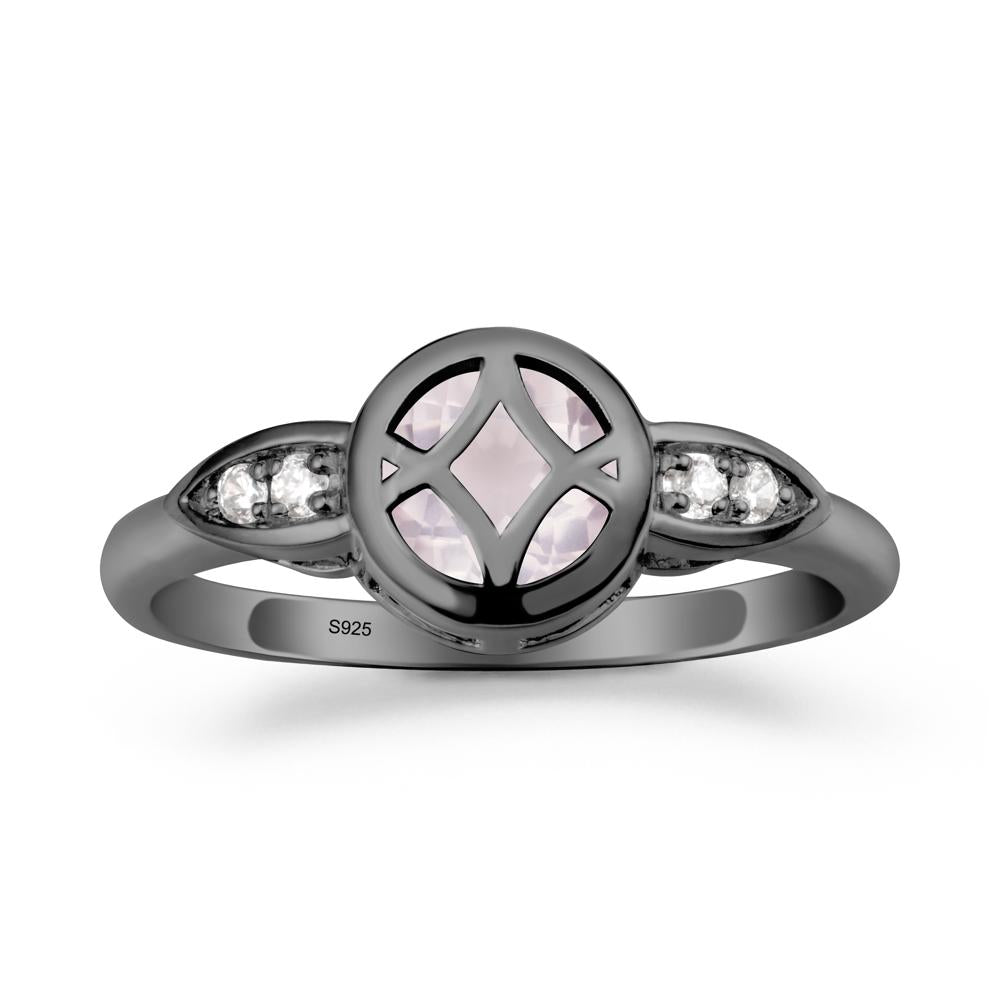 Celtic Knot Rose Quartz Ring for Women - LUO Jewelry #metal_black finish sterling silver