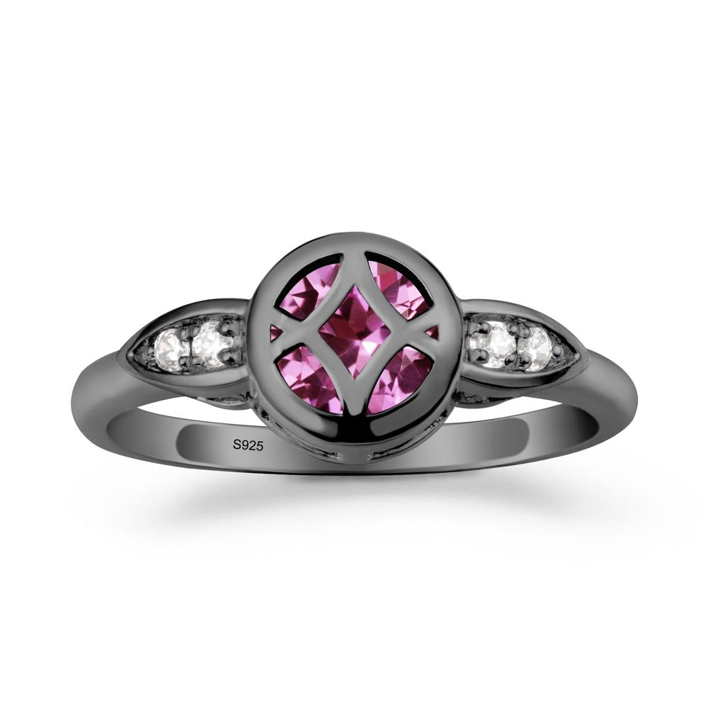 Pink Sapphire Celtic Knot Ring - LUO Jewelry #metal_black finish sterling silver