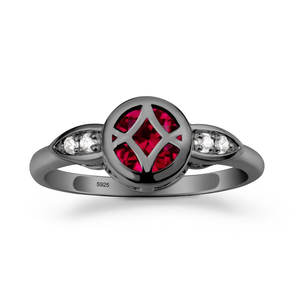 Celtic Knot Ruby Ring for Women - LUO Jewelry #metal_black finish sterling silver