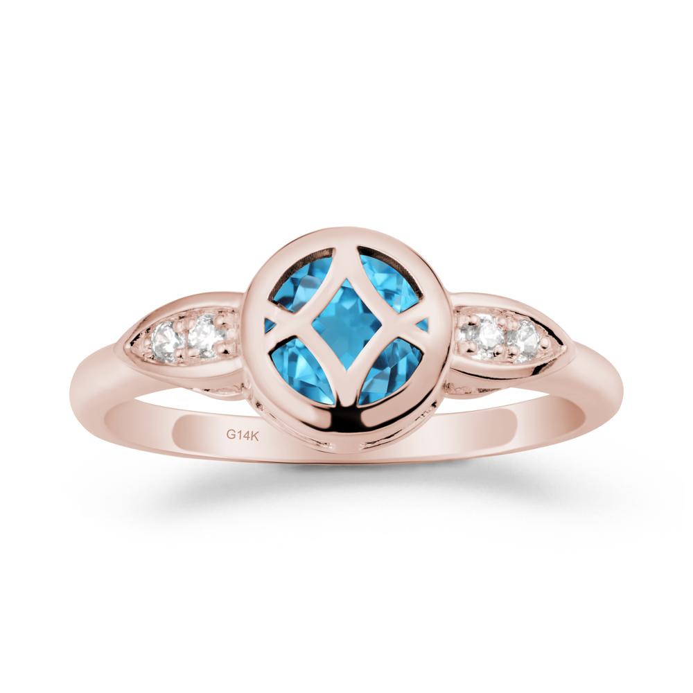 Celtic Knot Swiss Blue Topaz Ring for Women - LUO Jewelry #metal_14k rose gold