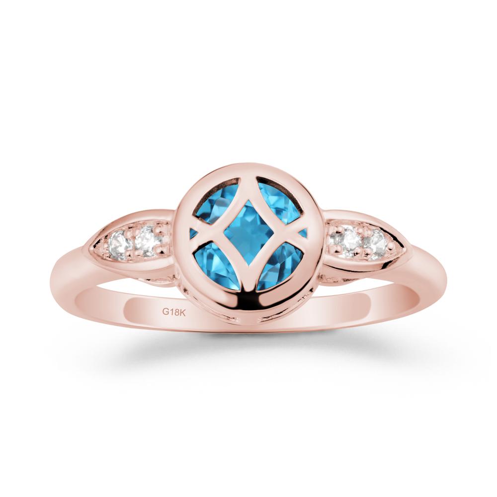 Celtic Knot Swiss Blue Topaz Ring for Women - LUO Jewelry #metal_18k rose gold