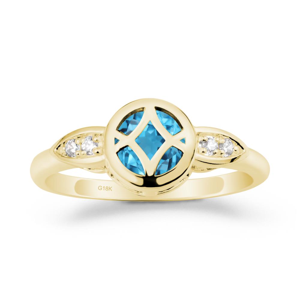 Celtic Knot Swiss Blue Topaz Ring for Women - LUO Jewelry #metal_18k yellow gold
