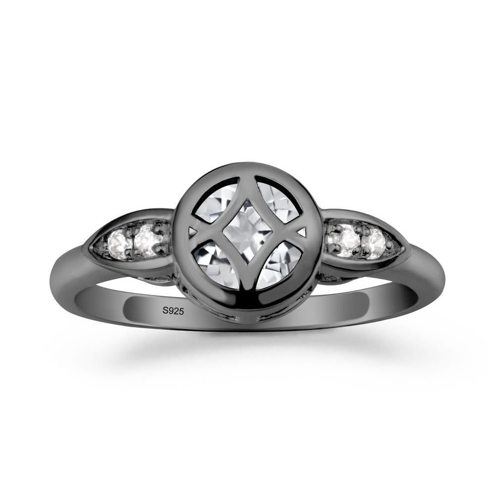 Celtic Knot White Topaz Engagement Ring - LUO Jewelry #metal_black finish sterling silver