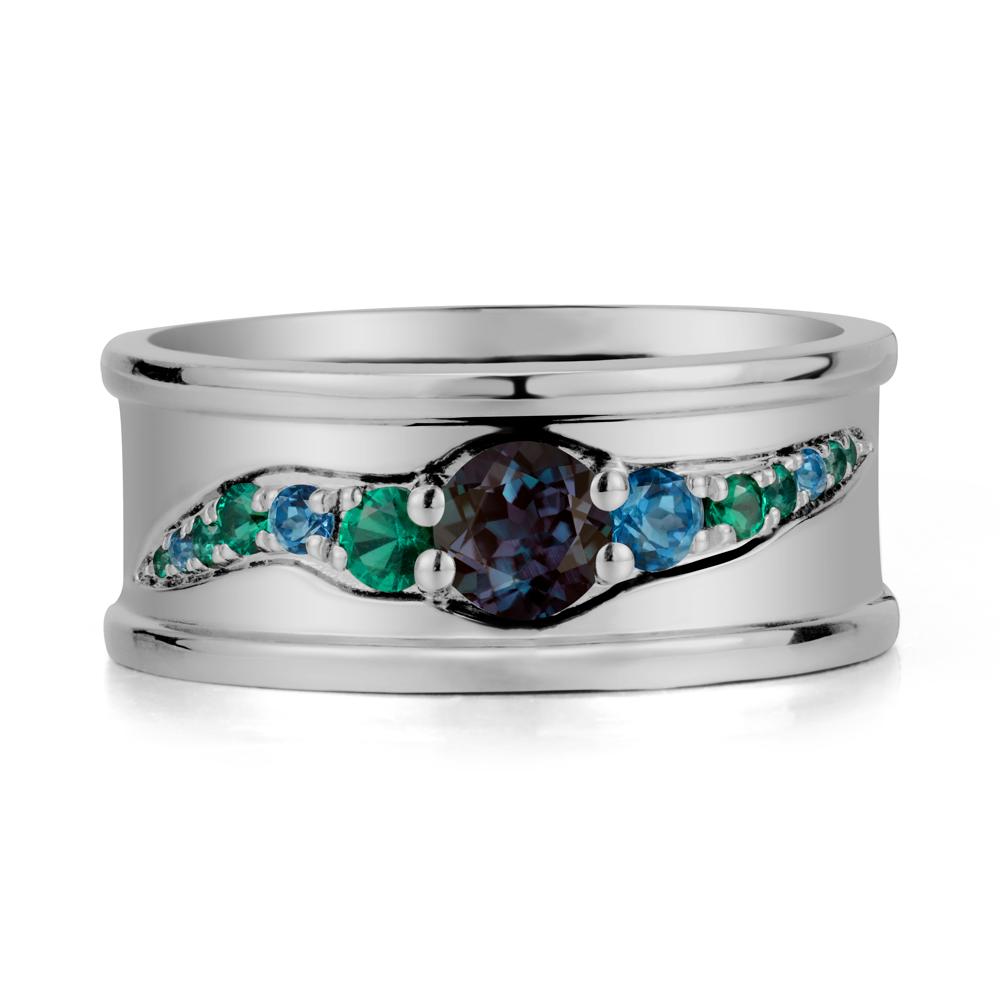 Wide Band Alexandrite Ring for Men LUO