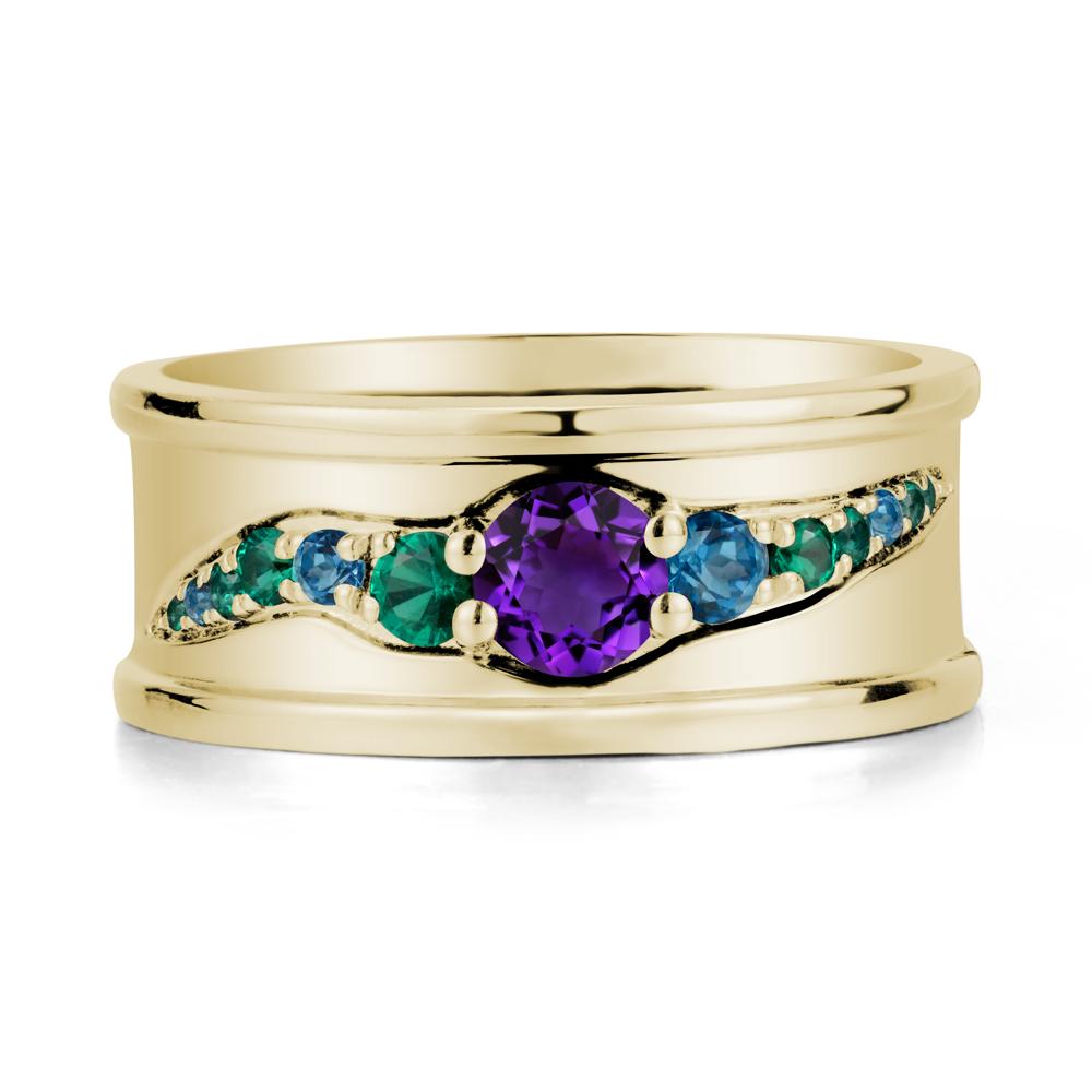 Amethyst Multi Stone Men Ring - LUO Jewelry #metal_14k yellow gold