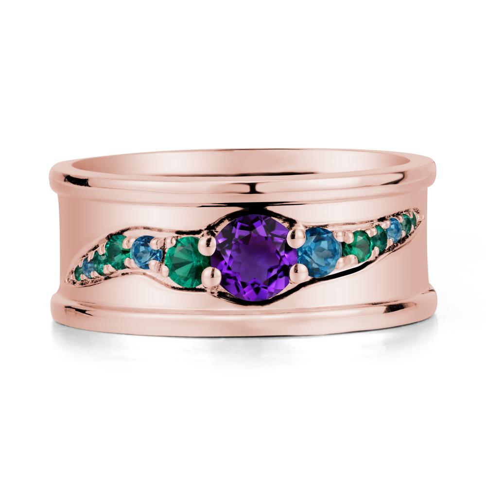 Amethyst Multi Stone Men Ring - LUO Jewelry #metal_18k rose gold