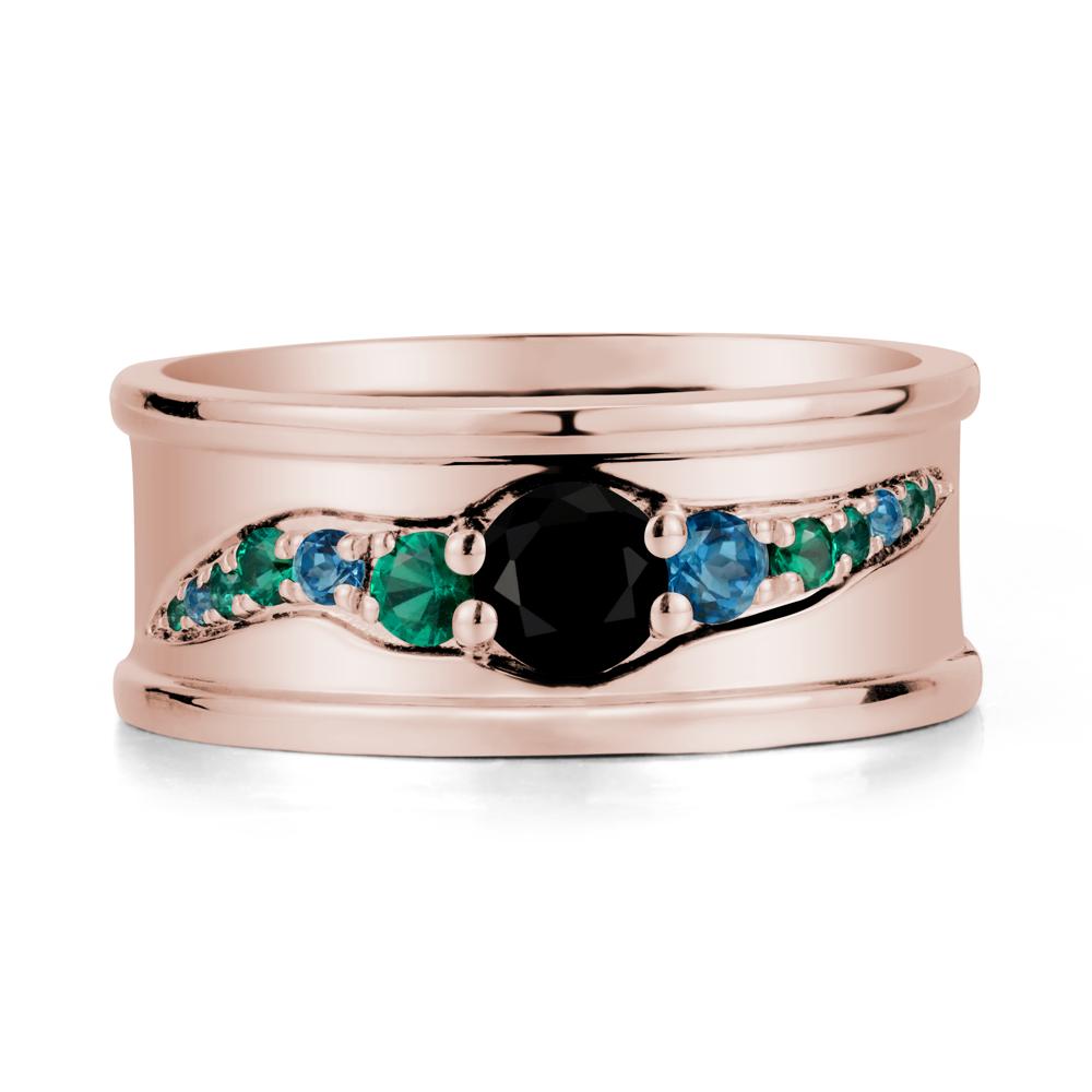 Black Spinel Multi Stone Men Ring - LUO Jewelry #metal_14k rose gold