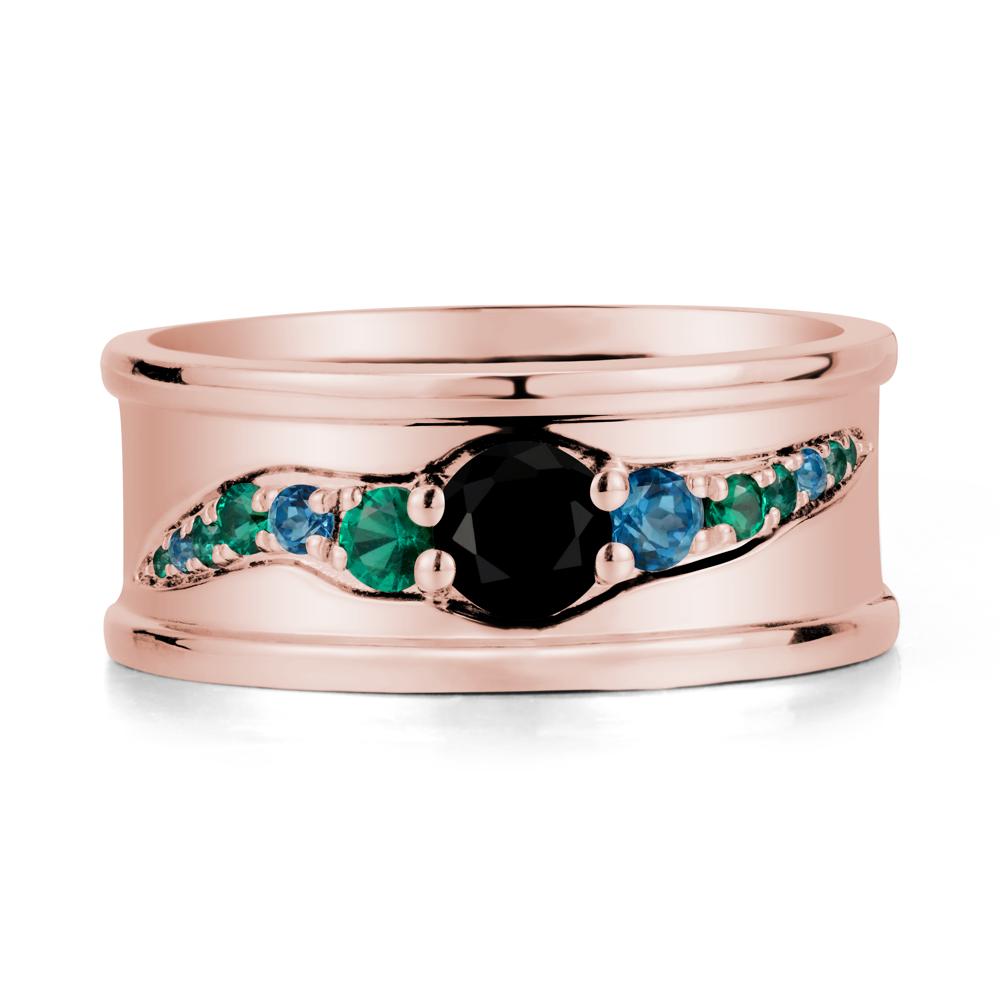 Black Spinel Multi Stone Men Ring - LUO Jewelry #metal_18k rose gold