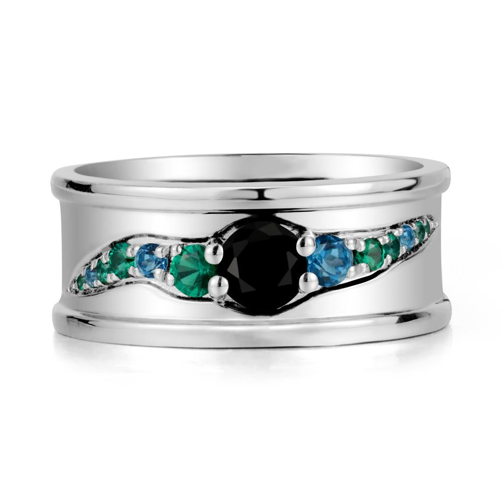 Black Spinel Multi Stone Men Ring - LUO Jewelry #metal_18k white gold