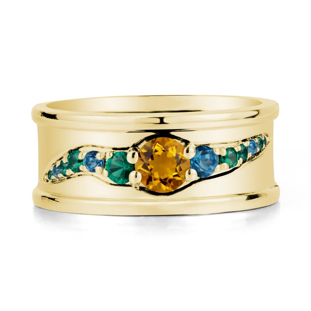 Wide Band Citrine Ring for Men - LUO Jewelry #metal_18k yellow gold