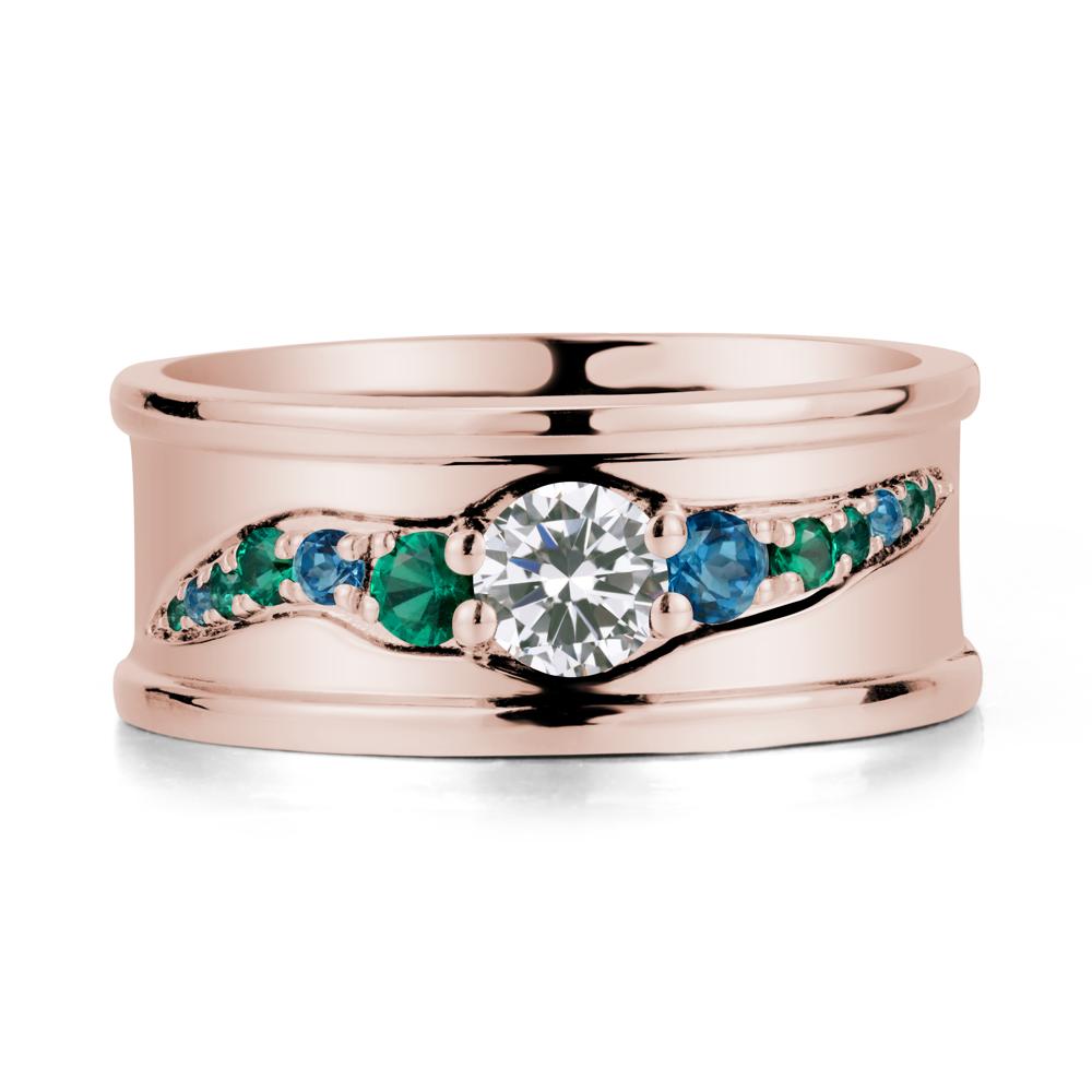 Cubic Zirconia Multi Stone Men Ring - LUO Jewelry #metal_14k rose gold