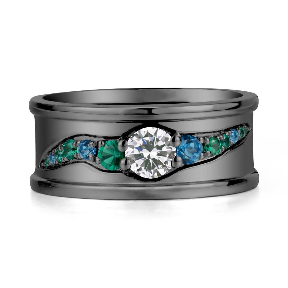 Cubic Zirconia Multi Stone Men Ring - LUO Jewelry #metal_black finish sterling silver
