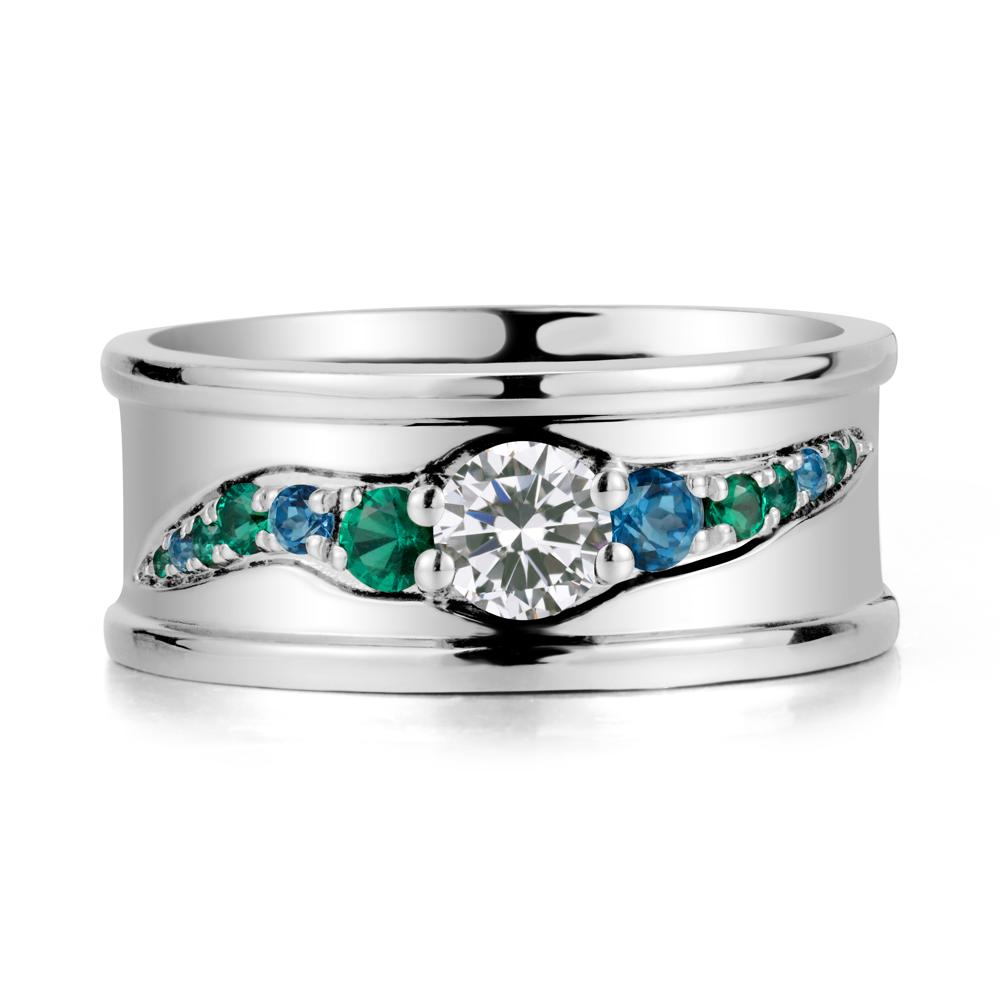 Cubic Zirconia Multi Stone Men Ring - LUO Jewelry #metal_sterling silver