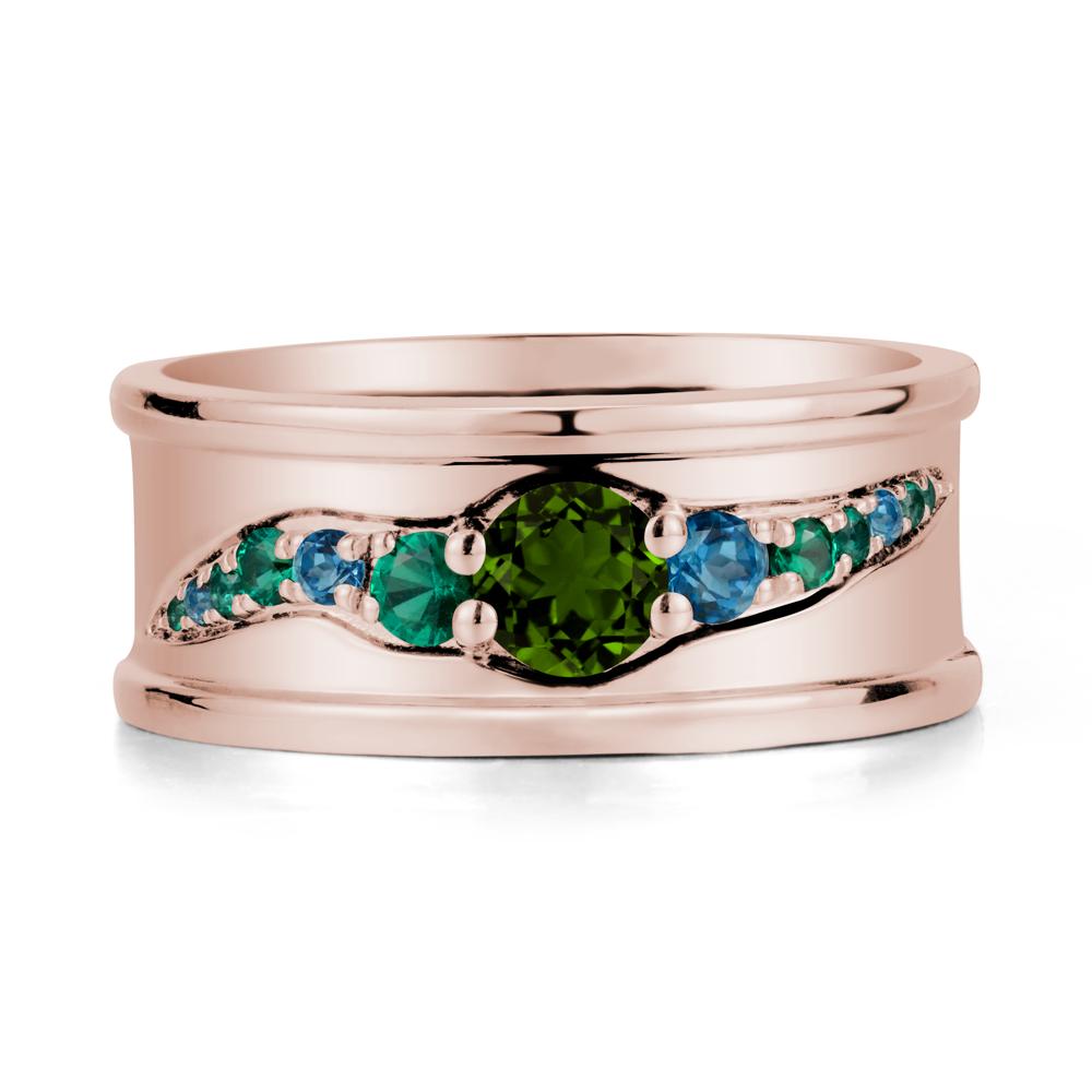Wide Band Diopside Ring for Men - LUO Jewelry #metal_14k rose gold